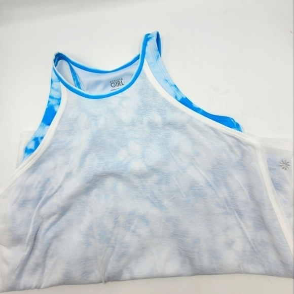 Athleta Girl Perfect Pair Tank In  Free Spirit Santorini Blue Size XL/14 - Picture 5 of 13